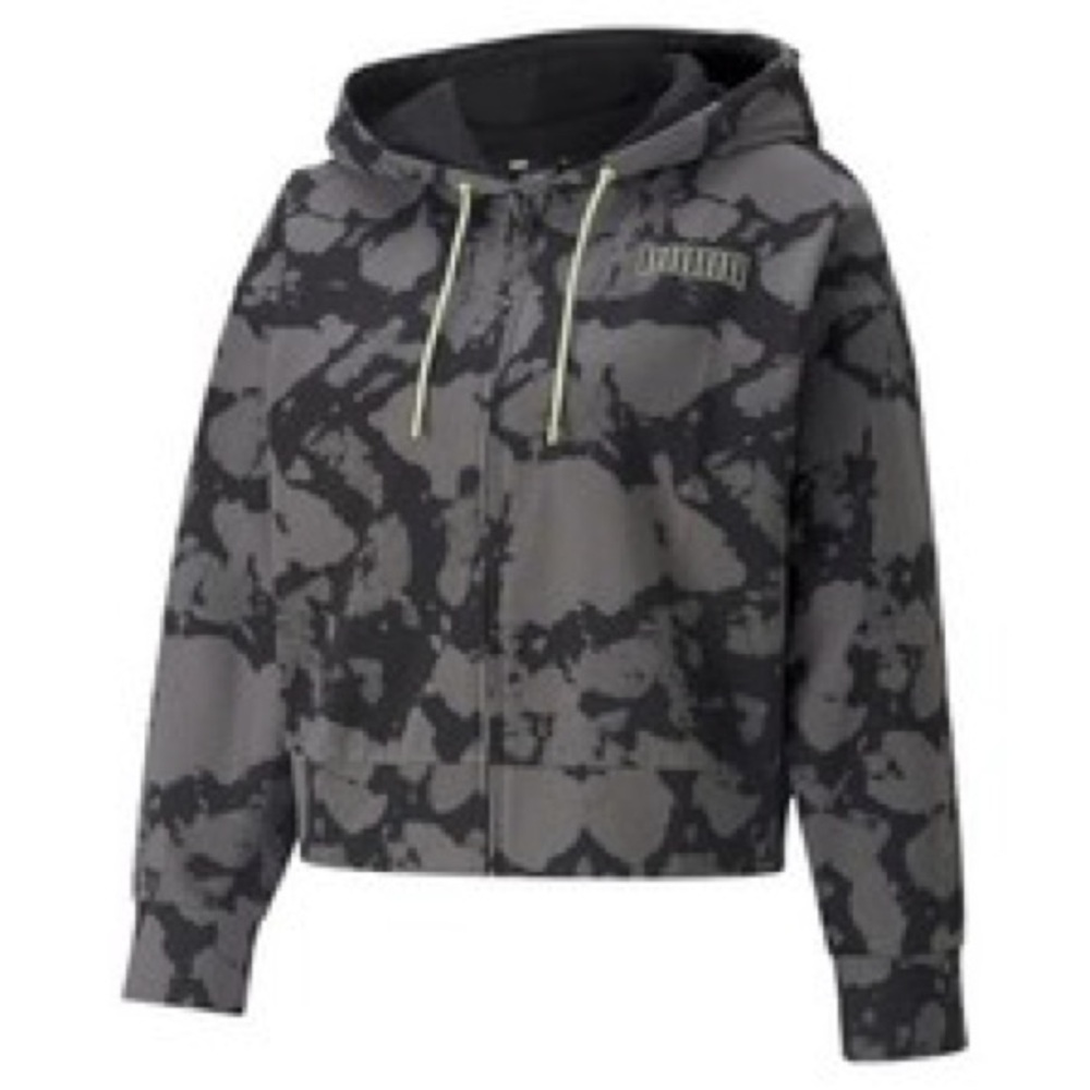🖤 PUMA Black & Gray Tie-Dye Zip Hoodie – Size XXL
